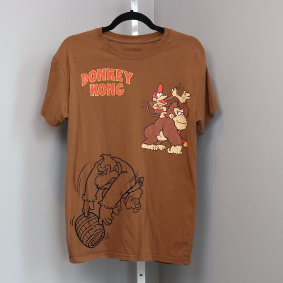Vintage Style Donkey Kong Graphic T-Shirt Brown Nintendo Tee Approx. Size Medium - Picture 1 of 6